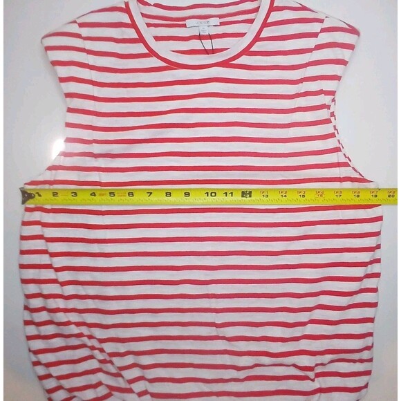 JOE'S Jeans Womens M Top Red Striped Sleeveless Bubble Hem Padded Shoulders $98 - Picture 11 of 16